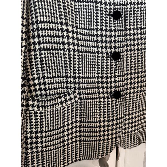 Vintage Jones New York Black Velvet and white houndstooth Coat size large - Picture 7 of 11